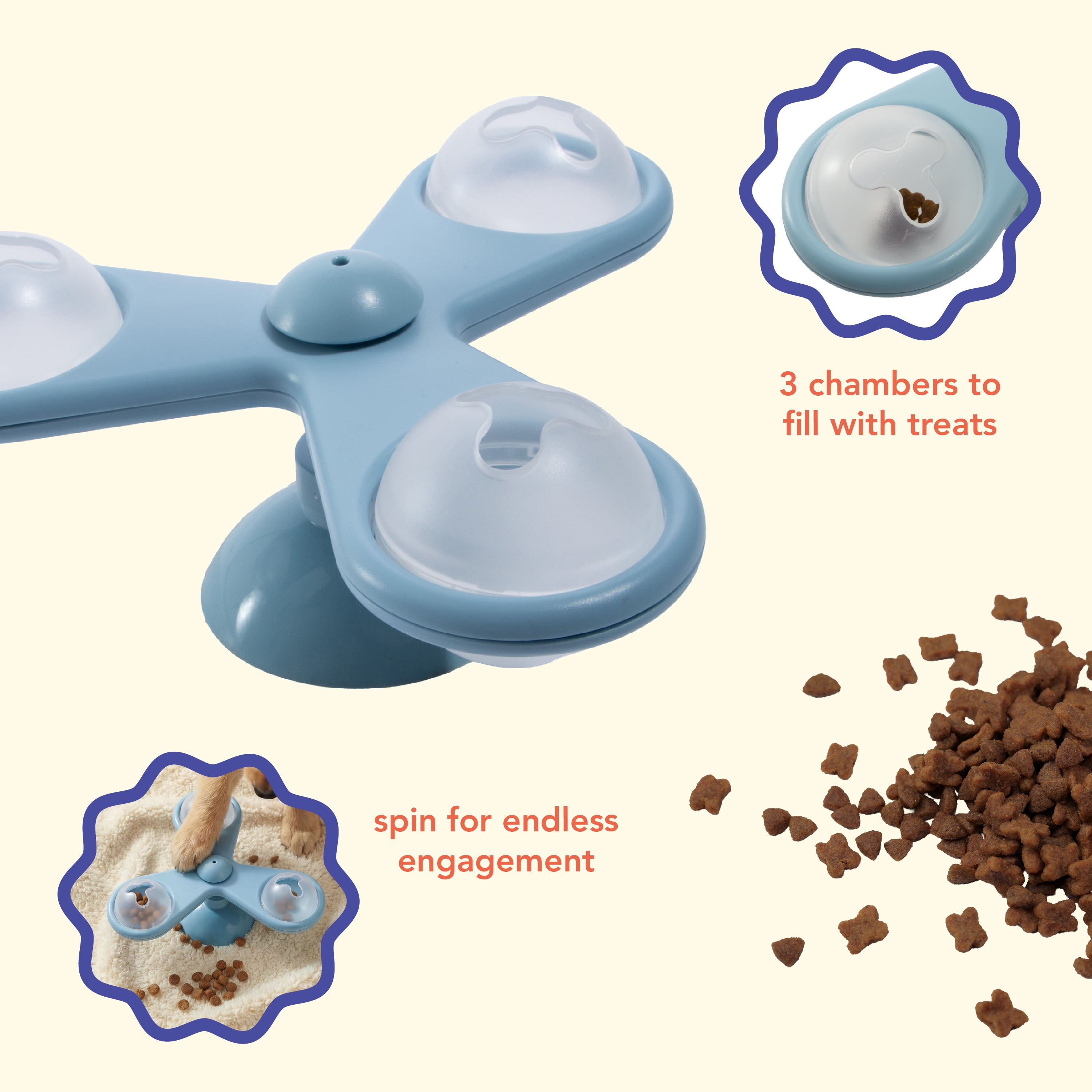 Oodles Durable Plastic Propeller Enrichment Dog Treater, Blue, One Size