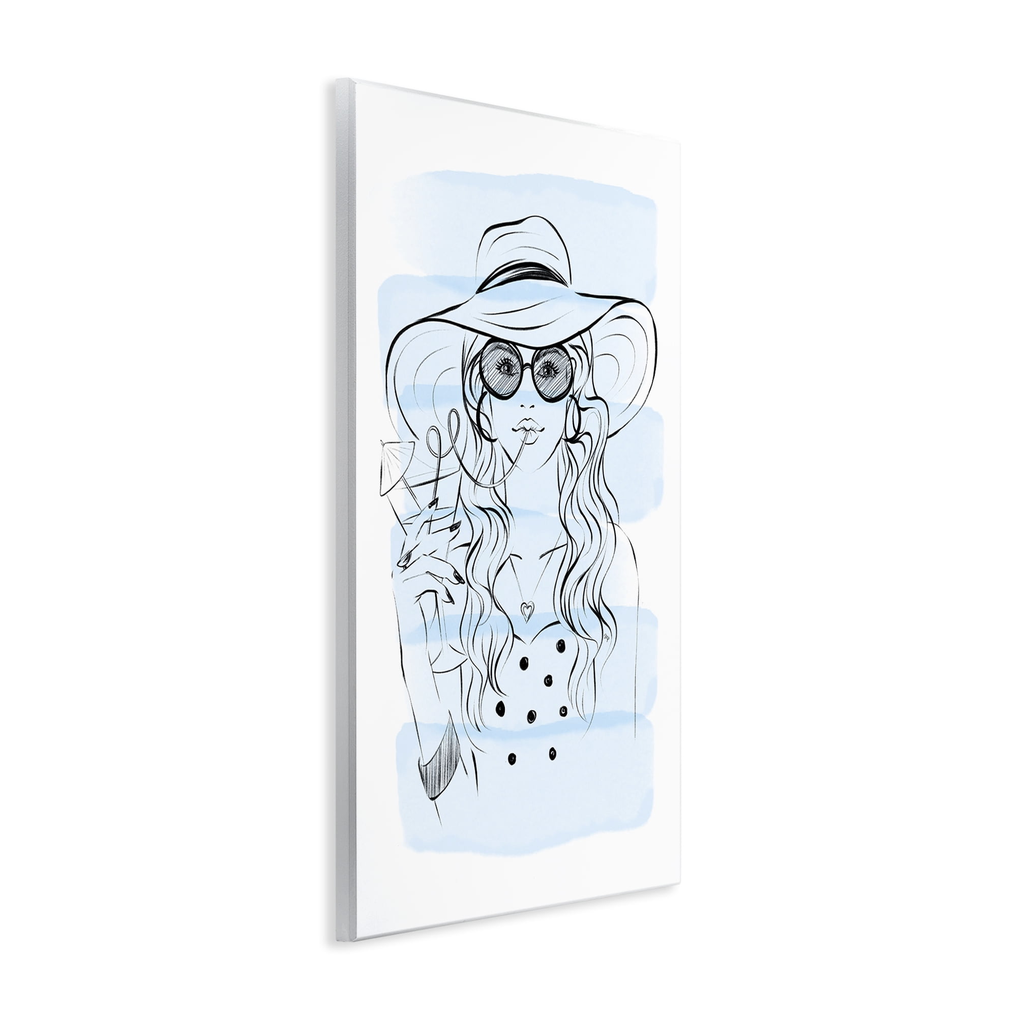 Stupell Industries Sipping Drink Girl in Sun Hat Wall Plaque Art, design by Martina Pavlova