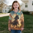 thumbnail image 4 of Uorisanigo Kids Girls Sweatshirt Casual Long Sleeve Zipper Sweatshirt Oversized Desert Tribal Horse Pullover Tops Teen Girl School Athletic Tops Fall Fashion Outfits Clothes, 4 of 7