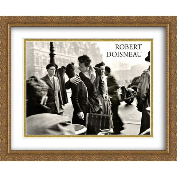 Hotel De Ville 2x Matted 36x28 Large Gold Ornate Framed Art Print by Robert Doisneau