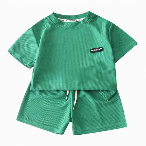 KPOPLK Baby Boys Birthday Outfit Baseball Shirt and Striped Pants Set Summer Cotton Shirt 2pcs Clothes(11-12 Years,Green)