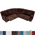 thumbnail image 1 of CHOK 2024 Housses de Canapé Inclinable en Velours Housses de Canapé d'Angle 5 Places Protecteur de Meuble Extensible Comprend 2 Pcs d'Accoudoir 4 Pcs d'Assise et de Dossier et 1 Pce d'Angle Bleu Foncé, 1 of 10
