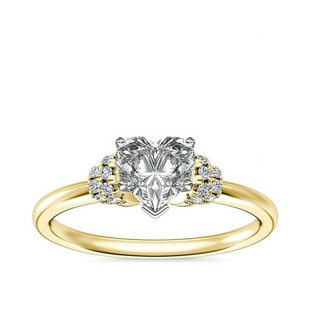0.65 Carat Excellent Heart Cut Real Diamond New Design Solitaire Ring for Wedding Solid 18K Yellow Gold Size 11