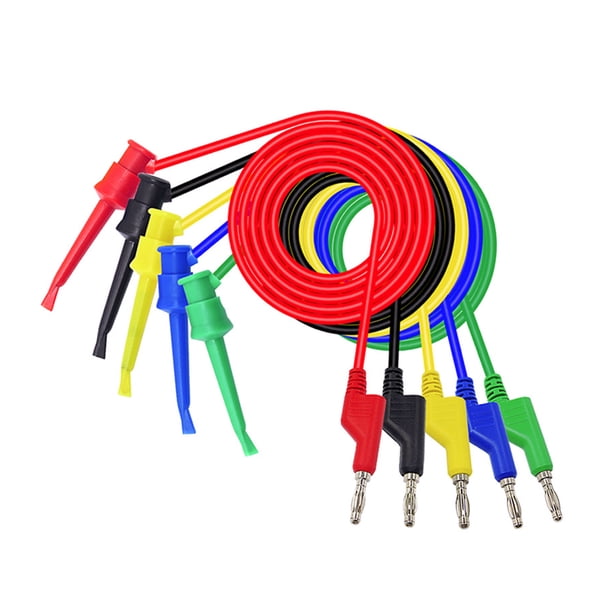 Scienceny 1 Juego de cables de gancho de prueba, conector de abrazadera de 4mm, pinzas de cocodrilo, Cable de prueba Flexible para multímetro, Medidores de medidas dimensionales Scienceny TO002507-00