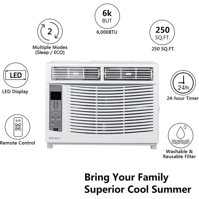 Black + Decker BLACK+DECKER 6000 BTU Window Air Conditioner Unit, AC Cools  Up to 250 Square Feet, White & Reviews