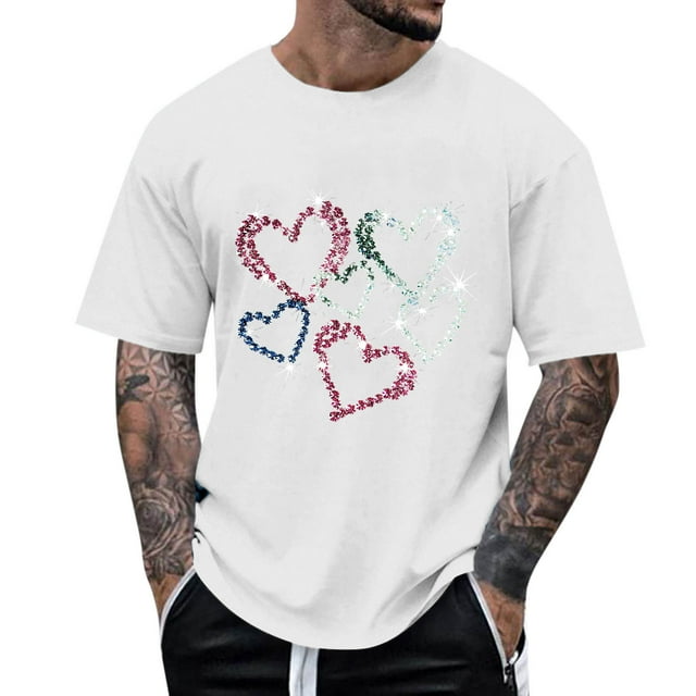 Ceisia Men's Summer Casual Printed Round/Crew Neck Short Gift Sleeve Shirt - Comfortable Daily Outdoor Wear