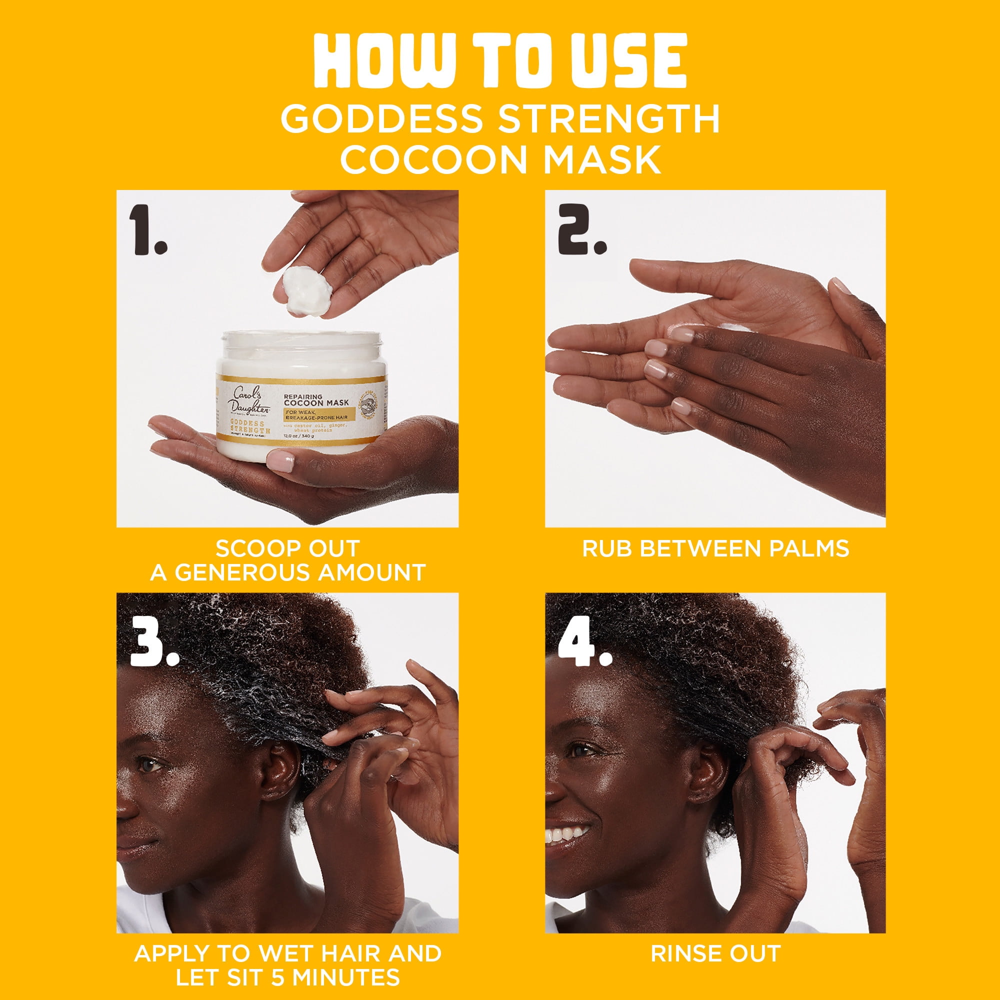 Carol's Daughter Goddess Strength Repairing Cocoon Hydrating Hair Mask for Dry Damaged & Curly Hair, Restores Moisture, Hair Treatment Made with Castor Oil for Weak Hair, 340 g