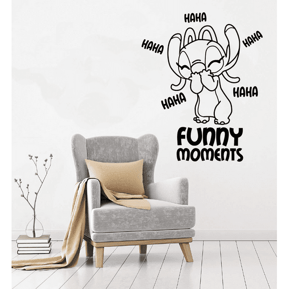 Angel Stitch Experiment 624 Happy Funny Moments Laughing Cute Smile Giggles Cheeky Bedroom Wall Decal Sticker Decor Design For Kids Adults Girls Boys Room Bedroom Wall Decoration Size (20x18 inch)