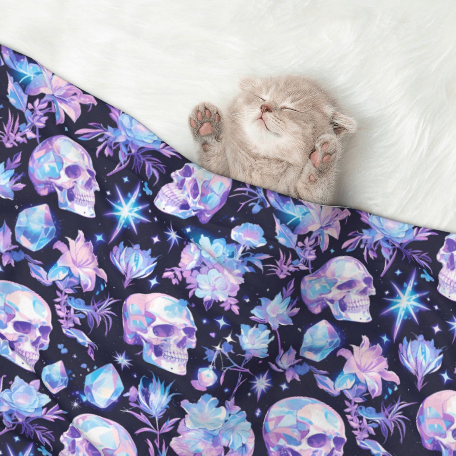 Naloa Skull crystal flower Dog Blanket, 3 Sizes Cat Blanket for Indoor Cats Large Medium Small Dog Gifts-Medium