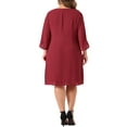 thumbnail image 3 of Agnes Orinda Plus Size Dresses For Women Crew Neck 3/4 Flutter Sleeve Party Wedding Cocktail Chiffon Flowy Dress 2X Burgundy, 3 of 6
