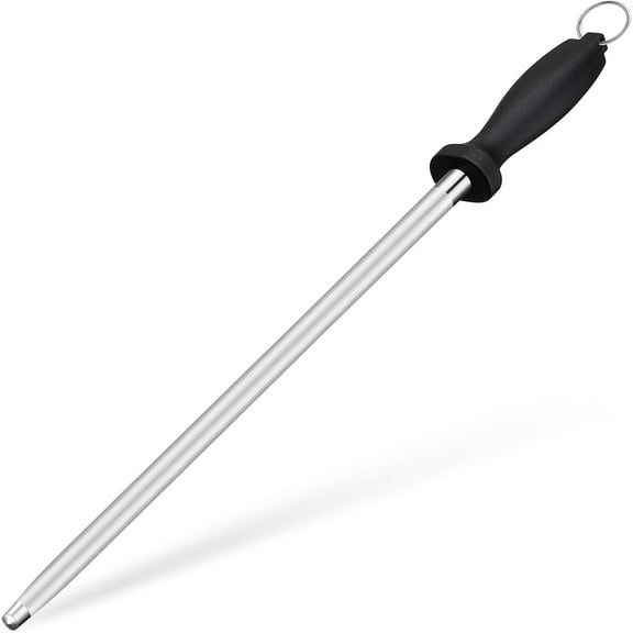 Kitchen Knife Sharpener Rod-12 Inches Professional Carbon Steel Knife Sharpening Honing Rod with Hanging Holes for Household, Chef, Hunting Sporting and Pocketknives, 17" Overall