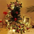 thumbnail image 2 of 2m/6.56ft 20 LEDs Christmas Garland String Light Battery Powered Red Berry Garland Light Holly Leaves Wreath for Christmas Tree Thanksgiving Party Decoration, 2 of 9