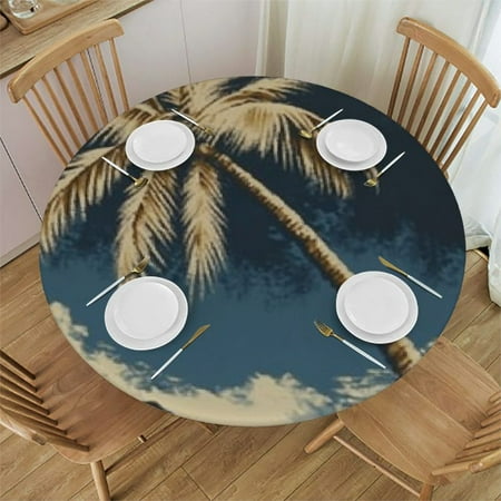 

Palm Tablecloth with Oxford Elastic Table Cover Waterproof Oil-Proof Table Cloth