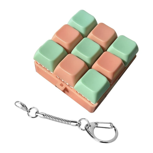 Llavero con teclado Fidget de 9 teclas, accesorios para teclado mecánico, suministros creativos Rosa verde