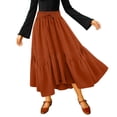 thumbnail image 3 of Hesxuno Women's Asymmetrical Skirt Maxi Smocked Elastic Waist Skirts Casual Loose Fit Drawstring Skirts Beach Boho Flowy Retro Skirts Orange S, 3 of 7