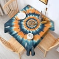 thumbnail image 2 of Orange Blue Tie Dye Spiral Pattern Square Tablecloth,Waterproof Square Table Cover,Wipeable Spillproof Washable Table Cover for Home Kitchen Party Decor 52"x52"(132x132cm), 2 of 6