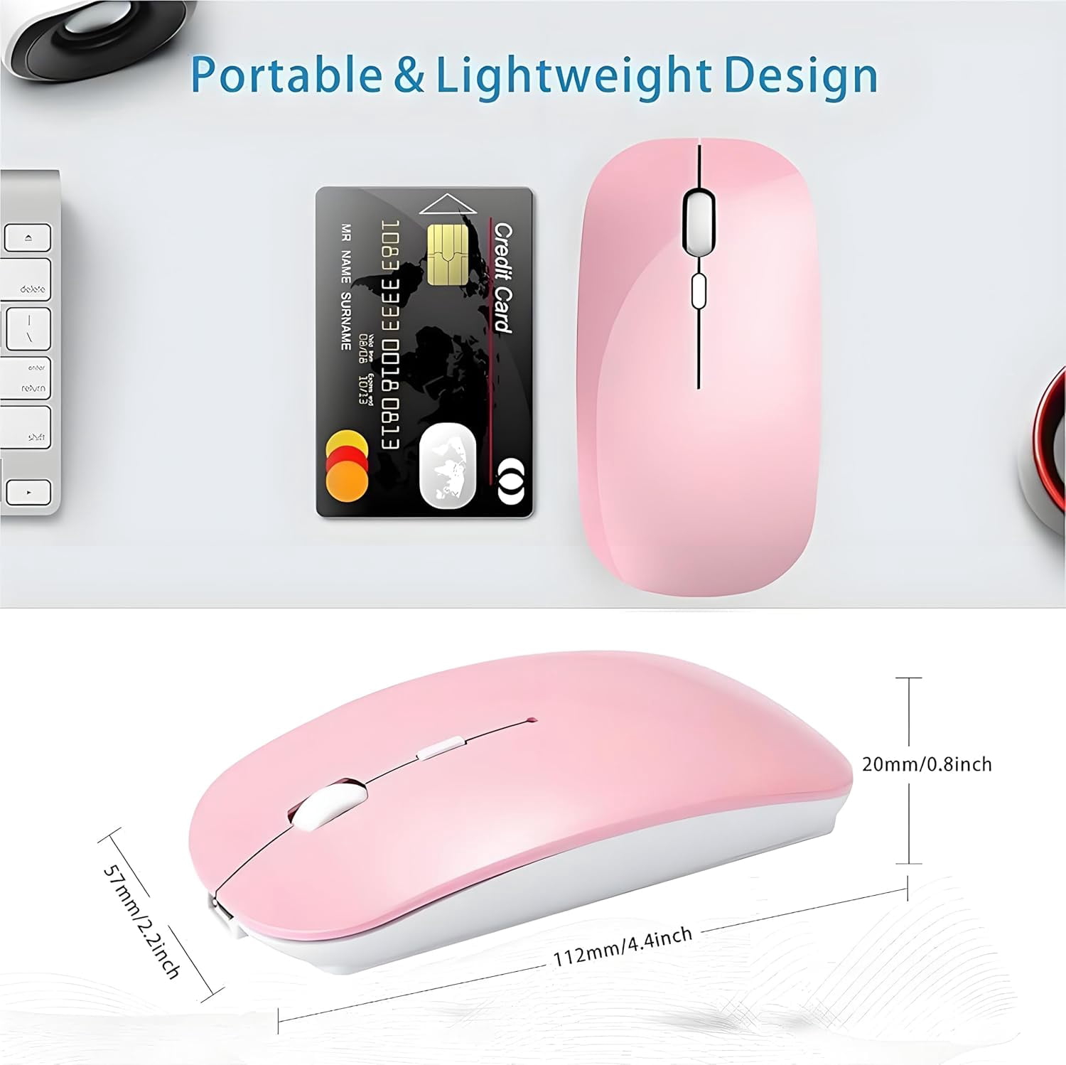 Bluetooth Mouse,Rechargeable Wireless Mouse for MacBook Pro/MacBook Air/Laptop/PC/Mac/iPad pro/Computer,Bluetooth 5.2 + 3.0 +2.4G USB Receiver