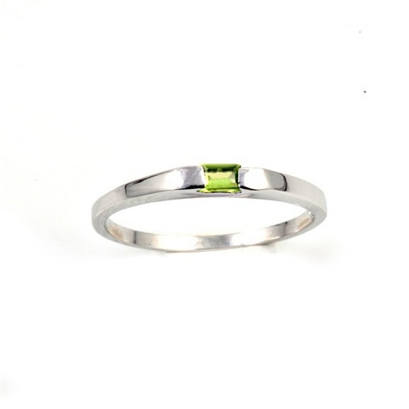 CHOOSE YOUR COLOR Simulated Peridot High Polish Modern Ring .925 Sterling Silver Band Green CZ Female Size 2