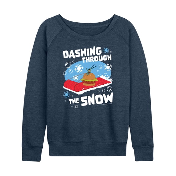 SpongeBob SquarePants - Dashing Through The Snow - Women's Lightweight French Terry Long Sleeve Shirt