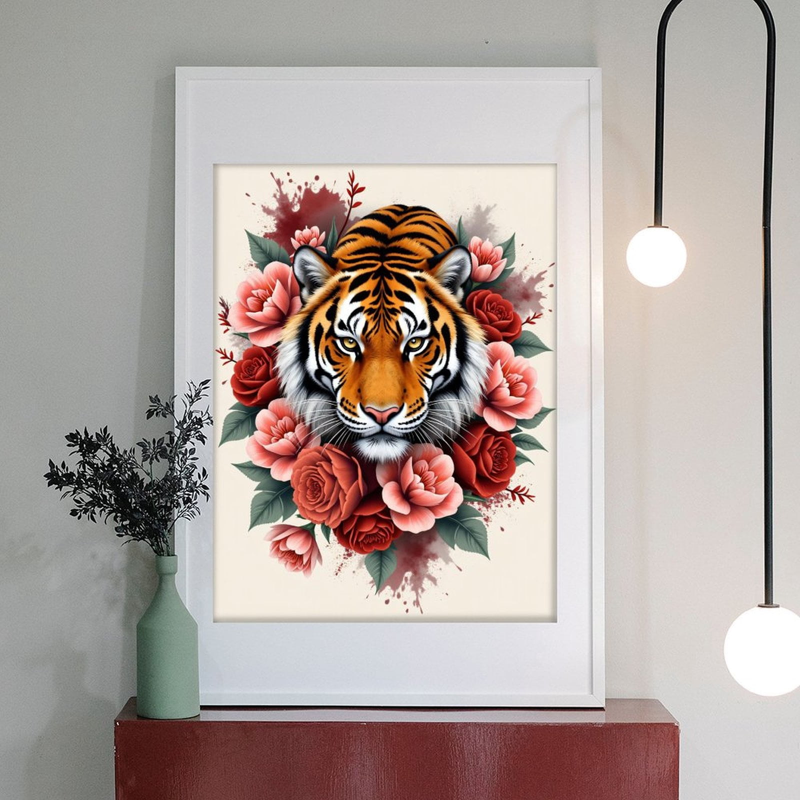 Diamond Art Kit for Adults, Tiger Flowers Art Print Diamond Painting for Adults Beginners, 5D DIY Diamond Art Painting Kits, Colorful Diamond Painting Craft for Home Decor 12x16