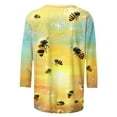 thumbnail image 4 of CYMMPU Tunic Tops 3/4 Sleeve Bee Graphic Round Neck Summer Fashion Shirts Spring Tops Blouses for Women Dressy Casual Loose Fit Lightweight Basic T-Shirts Yellow XXL, 4 of 5