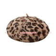 thumbnail image 3 of HNMKIU Fashionable Ladies Beret Hat with Elegant Leopard Print Design for Warm Winter Style White,One Size, 3 of 6