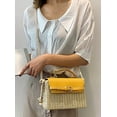thumbnail image 4 of PIKADINGNIS Retro Straw Woven Handbag Handmade Casual Beach Tote Bag Flap with PU leather, 4 of 5