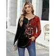 thumbnail image 4 of Zeagoo Womens Tops Dressy Casual Beach Vacation Clothes for Women Business Casual Long Shirts V Neck Tee Shirt Ladies Top and Blouses Ethnic Style, 4 of 7