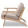 thumbnail image 3 of Bowery Hill Light Grey Upholstered Antique Oak Finished Wood Armchair, 3 of 9