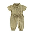 thumbnail image 1 of Combinaison à Manches Longues pour Filles, Couleur Unie, Poches, Simple Boutonnage, 1 of 8