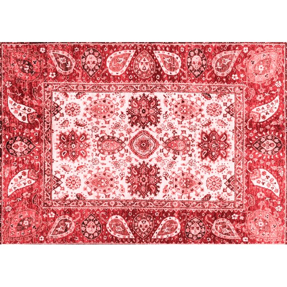 Ahgly Company Machine Washable Indoor Rectangle Abstract Red Modern Area Rugs, 3' x 5'