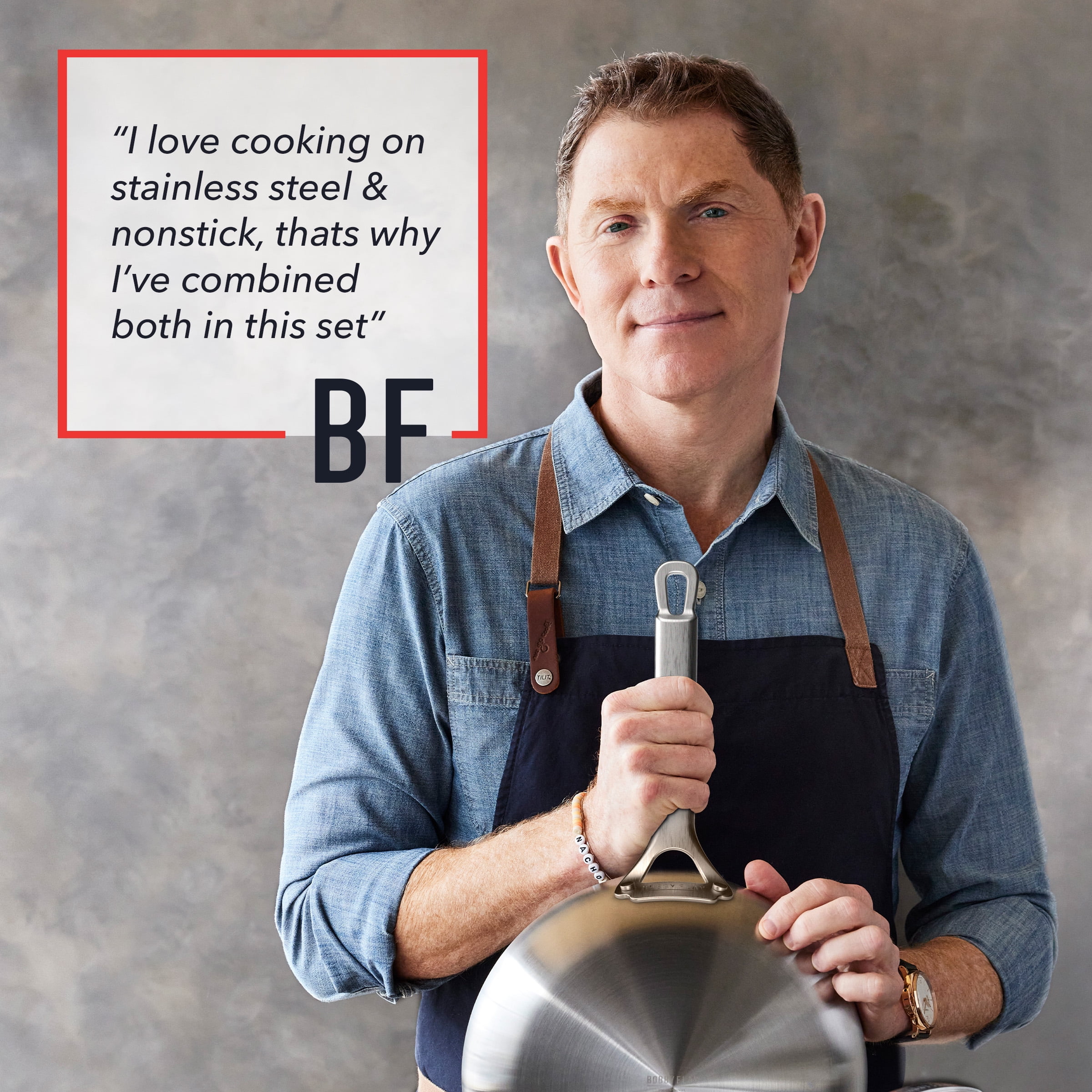 GreenPan Bobby Flay 10-Piece Stainless Steel Ceramic Nonstick Cookware Set