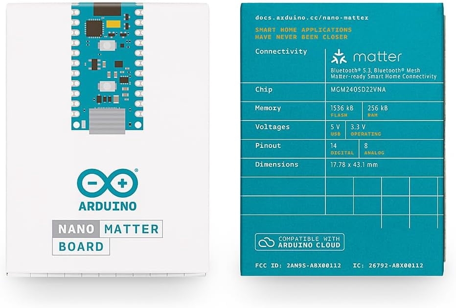 Arduino ABX00112 Nano Matter Prototype Board for Matter IoT Protocol, Wi-Fi, Bluetooth, and Smart Home Integration