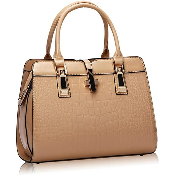 CoCopeaunts Women's Handbags Satchel Purses Crocodile Grain Top Handle Tote Work Bags Faux Leather Shoulder Bags with Strap