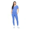 thumbnail image 3 of Womens Jogger Scrub Set Ultra Stretch Medical Scrub Top & Pants (Ceil Blue, 2X-Large), 3 of 7