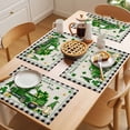thumbnail image 5 of St. Patrick's Day Placemats Set&nbsp;of 1 Green Truck Gnome Lucky Shamrocks Linen Texture Black Plaid Heat Insulation Washable Place Mats, Non-Slip Table Mats for Dining Table Kitchen,13x19 Inch, 5 of 9