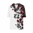 thumbnail image 6 of JTZGDY Short Sleeve V Neck T-Shirts for Women Dressy Floral Printed Summer Half Button Henley Tops Loose Fit Casual Graphic Vacation Tees Shirt Blouses Wine S, 6 of 6
