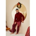 thumbnail image 4 of U2SKIIN Mens Plush Plaid Pajamas Set, Ultra Soft Pullover Sleepwear Warm Pjs set,(Burgundy+Red Blue Plaid,L), 4 of 5