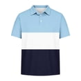 thumbnail image 5 of akafmk Boys School Uniform Shirts Short Sleeve Collared Shirt Colorblock Breathable Athletic Shirt Casual Summer Tops, 5-15Y, 5 of 7