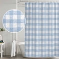thumbnail image 4 of Light Blue Plaid Shower Curtain, Waterproof Shower Curtains for Bathroom, Modern Minimalist Country Washable Fabric Bathtub Curtain Set Bath Decor with 12 Hooks Extra Long 72"x96", 4 of 6