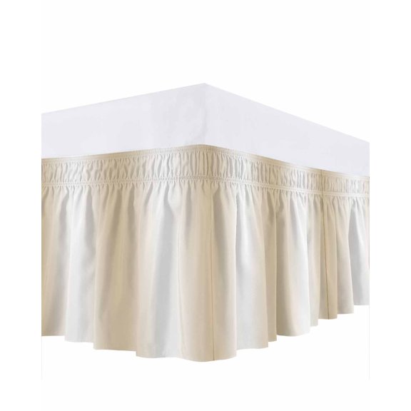 Beige Gradient Bed Skirt King Size 18 Inch Drop, Countryside Farmhouse Abstract Wrap Around Dust Ruffle Bedskirts, Wrinkle & Fade Resistant Easy Fit Bedskirt with Adjustable Elastic