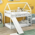 thumbnail image 2 of Euroco Pine Wood Bunk Bed, Twin-over-Twin with Slide for Kids Teens Bedroom, White, 2 of 13