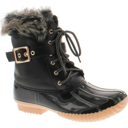 

NATURE BREEZE DUCK-01 Women s Chic Lace Up Buckled Duck Waterproof Snow Boots