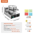 thumbnail image 3 of VEVOR Commercial Waffle Maker, 1230W Round Waffle Baker Machine, Non-Stick Stainless Steel Belgian Waffle Iron with Temperature and Time Control, Handle, for Restaurant Bakery Snack Bar Family, 3 of 9
