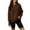 Brown, variant on Womens Long Sleeve Sweatshirt Crewneck Side Split Oversized Pullover Tops Khaki L