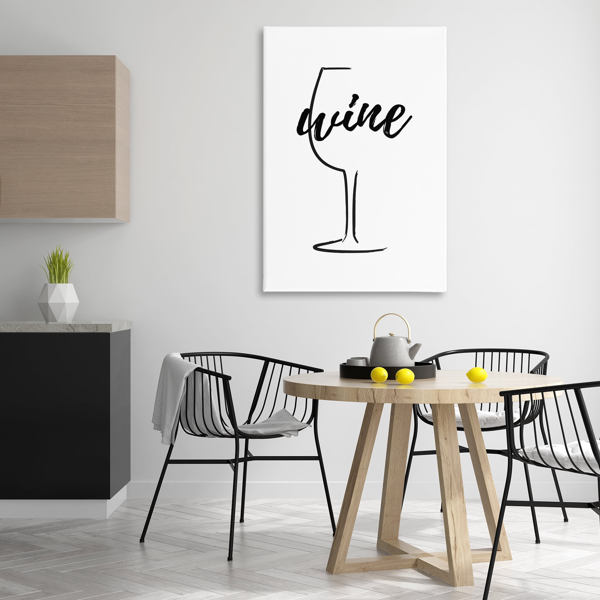 Stupell Industries Minimal Wine Glass Food & Beverage Painting Gallery Wrapped Canvas Art Print Wall Art, 30 x 45