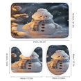 thumbnail image 3 of Christmas Snowman Snow House 4PCS Shower Curtain Sets with Rugs with Non-Slip Bath Mat Toilet Rug，72" X 72", 3 of 8
