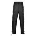 thumbnail image 3 of VNKIDY Mens Pants Slim Fit Leather Pants Solid Color Side Lace Up Detail Shiny Texture Mid Waist Stretch Tapered Leg Trousers For Daily Wear Black L, 3 of 8