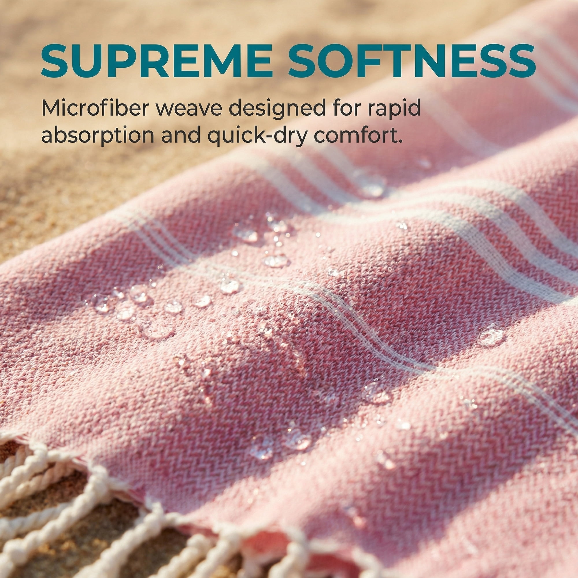 Unique Bargains Stripe Turkish Sand Free Towel 2 Pack Pink/Light Blue 71"x35"