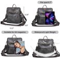 thumbnail image 5 of HONGLONG Casual PU Leather Backpack Purse for Women Convertible Travel Shoulder Bag Handbags Black, 5 of 11